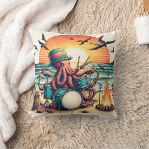 Octopus speelt drums in de buurt van Sunset Beach Kussen