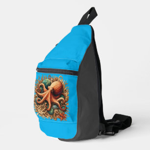 Octopus speelt drums in de oceaan sling bag
