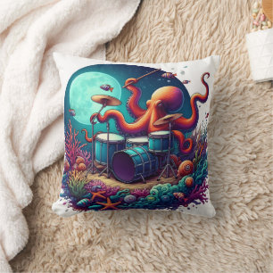 Octopus speelt drums onder maanlicht Zee Kussen
