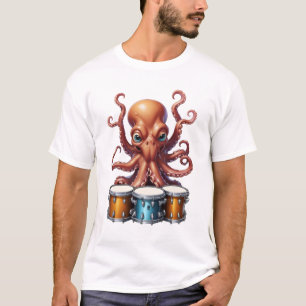 Octopus spelen drums T-shirt