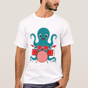 Octopus spelen drums T-shirt