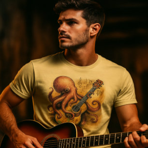 Octopus spelen gitaar muziek kunst t-shirt
