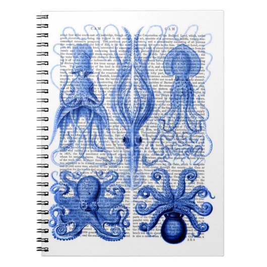 Octopus & Squid Blue Notitieboek (Voorkant)