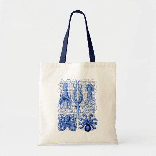 Octopus & Squid Blue Tote Bag (Voorkant)