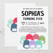 Octopus Squishmallow Verjaardagsfeestje Kaart (Voorkant / Achterkant)