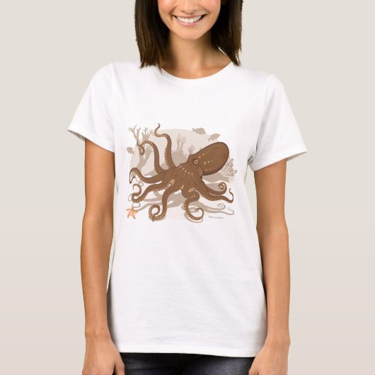 Octopus Starfish Coral Reef T-shirt (Voorkant)