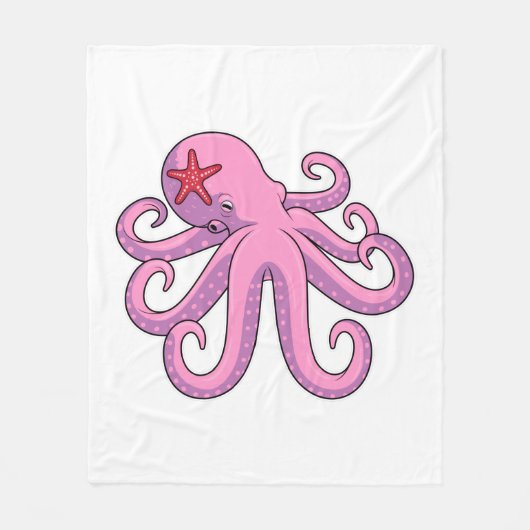 Octopus Starfish Fleece Deken (Voorkant)
