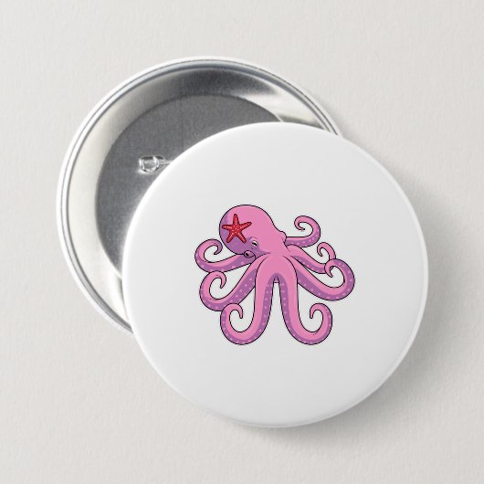 Octopus Starfish Ronde Button 7,6 Cm (Voorkant /achterkant)