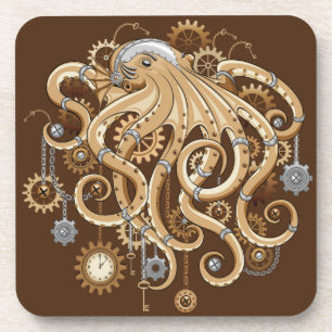 Octopus Steampunk Retro Mechanische Fantasie Bier Onderzetter