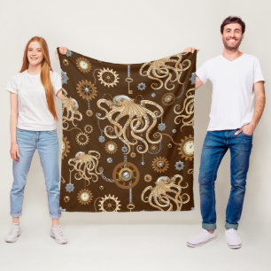 Octopus Steampunk Retro Mechanische Fantasie Fleece Deken