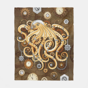 Octopus Steampunk Retro Mechanische Fantasie Fleece Deken