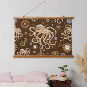 Octopus Steampunk Retro Mechanische Fantasie Hangend Wandkleed