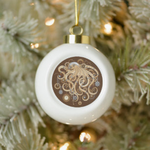 Octopus Steampunk Retro Mechanische Fantasie Keramische Bal Ornament