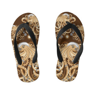 Octopus Steampunk Retro Mechanische Fantasie Kinder Teenslippers