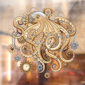 Octopus Steampunk Retro Mechanische Fantasie Raamsticker