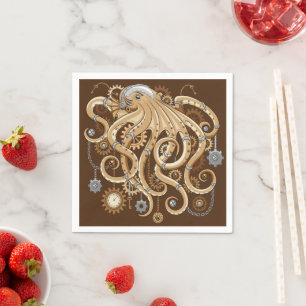 Octopus Steampunk Retro Mechanische Fantasie Servet