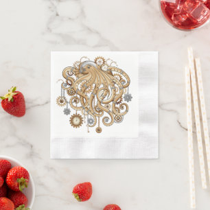 Octopus Steampunk Retro Mechanische Fantasie Servet