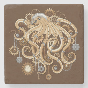 Octopus Steampunk Retro Mechanische Fantasie Stenen Onderzetter