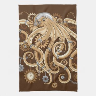 Octopus Steampunk Retro Mechanische Fantasie Theedoek