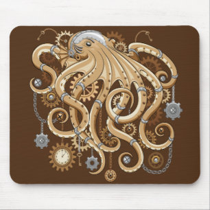 Octopus Steampunk Surreal Retro Stijl Machine    Muismat