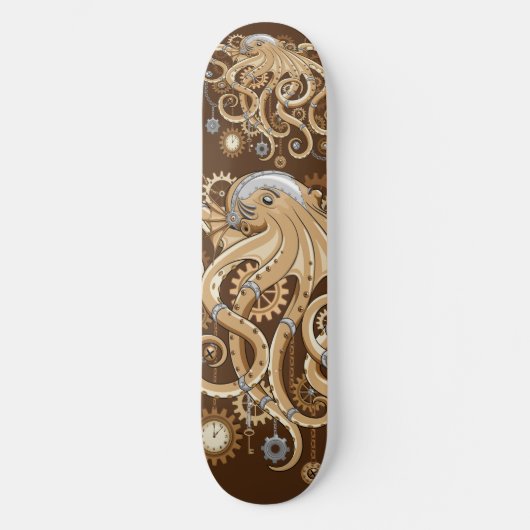 Octopus Steampunk Surreal Retrostijlmachine Skateboard (Voorkant)