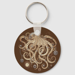 Octopus Steampunk Surreal Retrostijlmachine Sleutelhanger