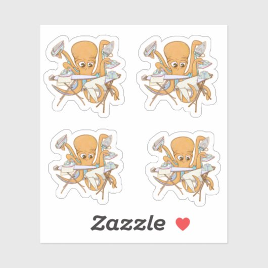 Octopus strijken, overweldigd door klusjes. sticker (Vel)