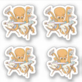 Octopus strijken, overweldigd door klusjes. sticker (Voorkant)