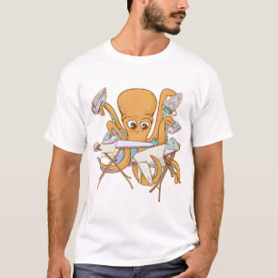 Octopus strijken, overweldigd door klusjes. t-shirt