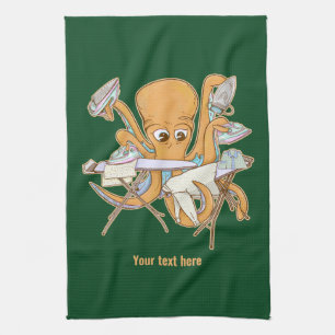 Octopus strijken, overweldigd door klusjes. theedoek