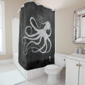Octopus sur gris foncé l - Rideau de douche (En situation)