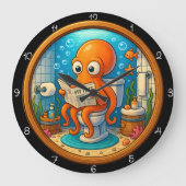 Octopus sur les toilettes Horloge amusante (Recto)