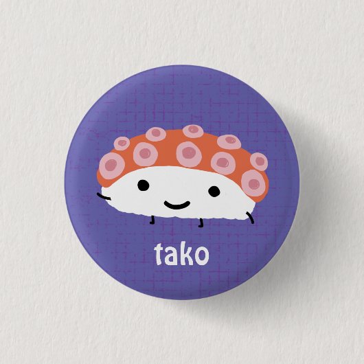 Octopus Sushi (tako) Ronde Button 3,2 Cm (Voorkant)