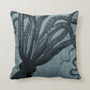 Octopus Tentacles Black Blue Grey Kussen