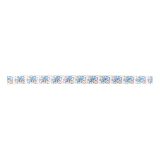 Octopus Tentacles Blue Waterverf Art Lint (Voorkant)