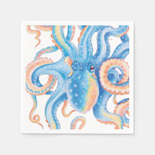 Octopus Tentacles Blue Waterverf Art Servet