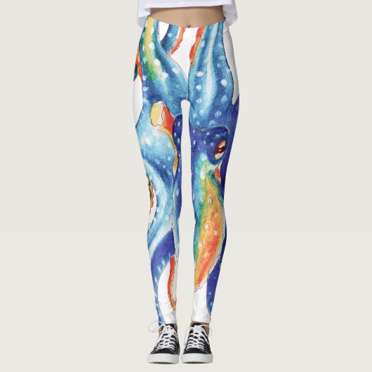 Octopus Tentacles Colorful Waterverf Art Leggings (Voorkant)