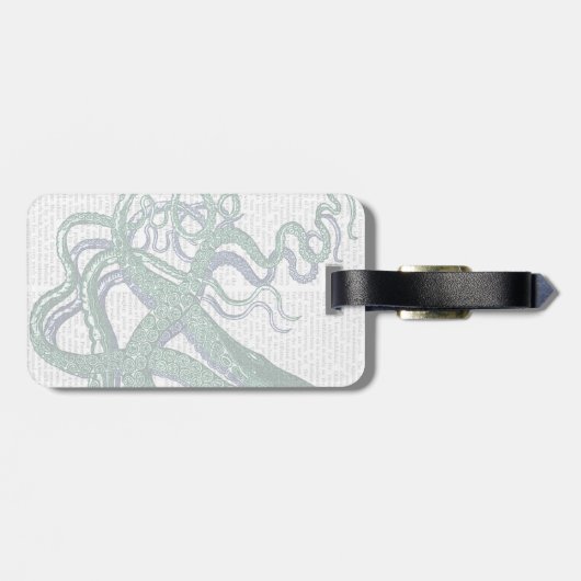 Octopus Tentacles Green en Blue Bagagelabel (Achterkant horizontaal)