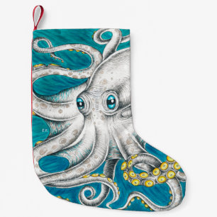 Octopus Tentacles Groene blauwgroen inkt Kleine Kerstsok