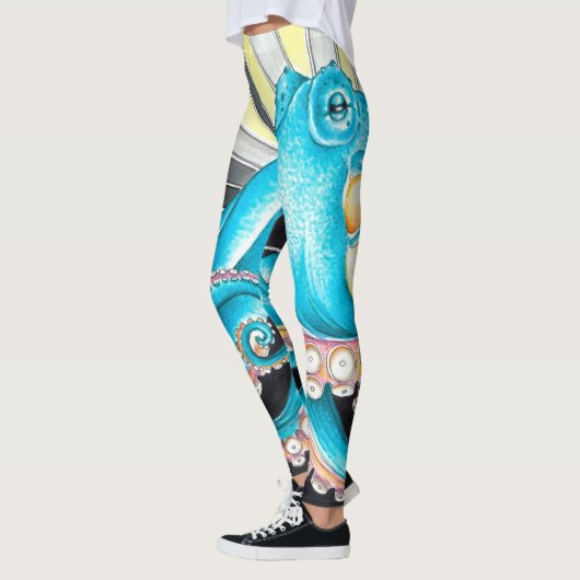 Octopus Tentacles Kraken Retro Stripe Ink Leggings (Links)