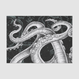 Octopus Tentacles Map Black Tissuepapier