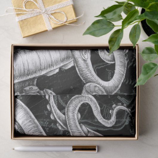 Octopus Tentacles Map Black Tissuepapier (Geschenk)