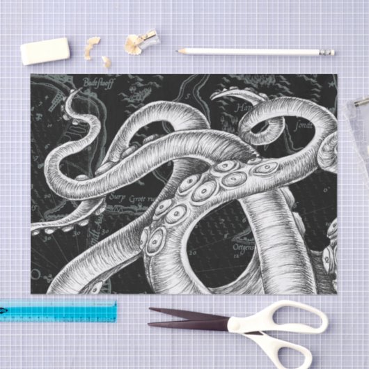 Octopus Tentacles  Map Black Tissuepapier (Craft)