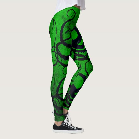 Octopus Tentacles on Green - Leggings (Rechts)