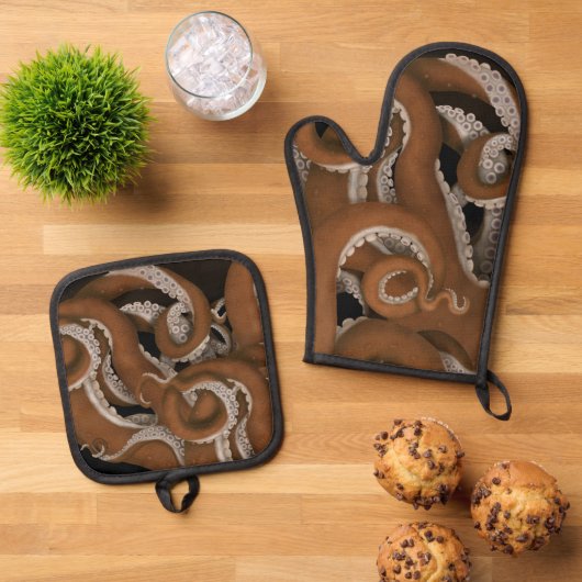 Octopus Tentacles Ovenwant & Pannenlap Set (Top down)