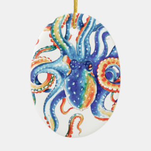 Octopus Tentacles Waterverf Colorful Art Keramisch Ornament