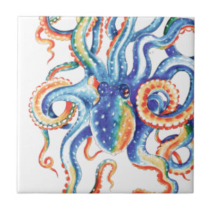 Octopus Tentacles Waterverf Colorful Art Tegeltje