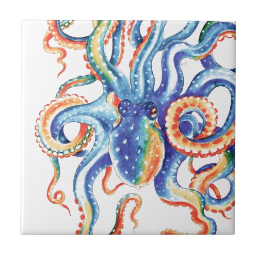 Octopus Tentacles Waterverf Colorful Art Tegeltje (Voorkant)