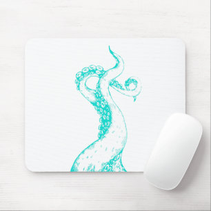 octopus tentakels aqua op witte muismat