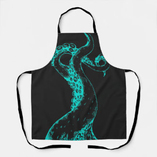 octopus tentakels aqua op zwarte schort